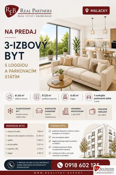 Mieszkania na sprzedaż, 3-pokojowe, Malacky · €203 000