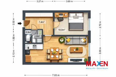 Na predaj 2-izbový byt, 40 m², Košice-Západ, Gudernova