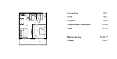 Na prenájom 2-izbový byt, 53 m², Bratislava-Ružinov, Prístavná