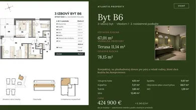 Na predaj 3-izbový byt, 67 m², Bratislava-Karlova Ves