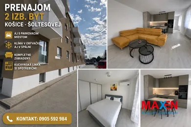 Mieszkania na wynajem, 2-pokojowe, Košice-Juh · €860