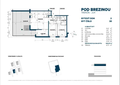 Na predaj 4-izbový byt, 102 m², Trenčín, Liptovská
