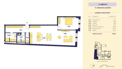 Na predaj 2-izbový byt, 91 m², Bratislava-Staré Mesto, Zámocká