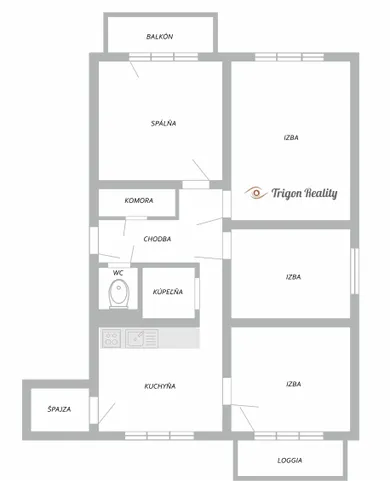 Na predaj 4-izbový byt, 81 m², Komárno