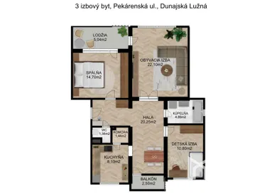 Na predaj 3-izbový byt, 84 m², Dunajská Lužná, Pekárenská