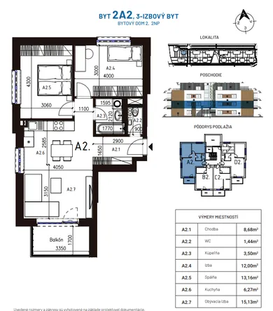 Na predaj 3-izbový byt, 60 m², Modra, Trnavská