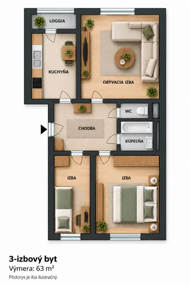 Na predaj 3-izbový byt, 63 m², Brezno, 9. mája
