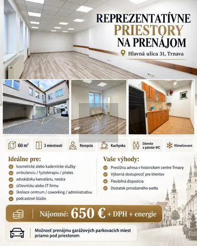 Kiadó kereskedelmi ingatlanok, Trnava · €650