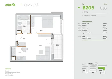 Na prenájom 2-izbový byt, 41 m², Trnava, Ulica Veterná
