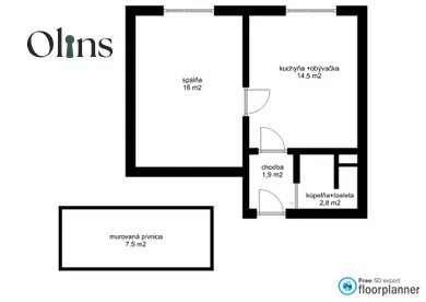 Na predaj 1-izbový byt, 43 m², Nitra