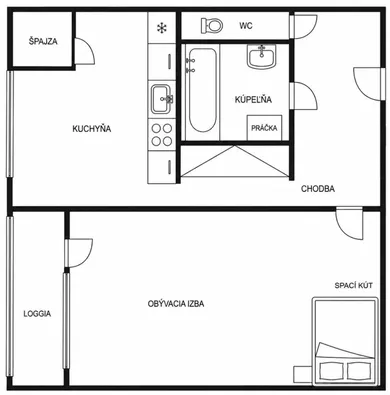 Na predaj 2-izbový byt, 45 m², Bratislava-Rača, Dopravná