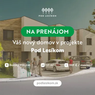 Domy na wynajem, 5-pokojowe, Borský Mikuláš · €949