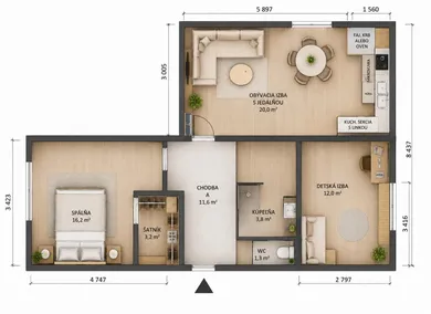 Na predaj 3-izbový byt, 67 m², Prievidza, Stavbárov