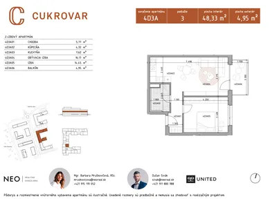 Na predaj 2-izbový byt, 48 m², Trnava, Cukrovarská