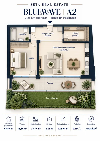 Na predaj 2-izbový byt, 123 m², Banka, Ratnovská ulica