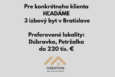 Byty na prenájom 3-izbový, Bratislava-Dúbravka · €210 000