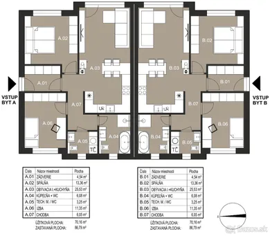 Na predaj 3-izbový byt, 70 m², Miloslavov