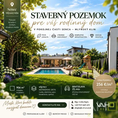 Na predaj pozemok, 906 m², Senec