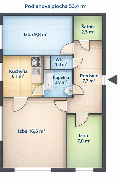 Mieszkania na sprzedaż, 3-pokojowe, Košice-Západ · €213 990