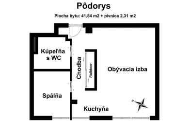 Na prenájom 2-izbový byt, 44 m², Bratislava-Staré Mesto, Bezručova 1