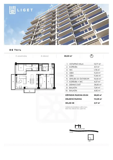 Na predaj 4-izbový byt, 100 m², Bratislava-Petržalka, Krasovského