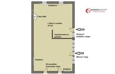 Na prenájom komerčné, 65 m², Košice-Juh, Dunajská