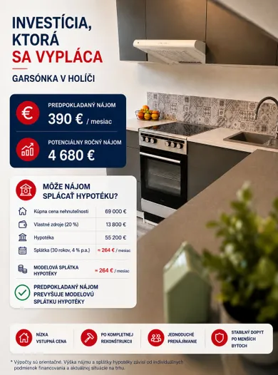 Mieszkania na sprzedaż, 1-pokojowe, Holíč · €69 000