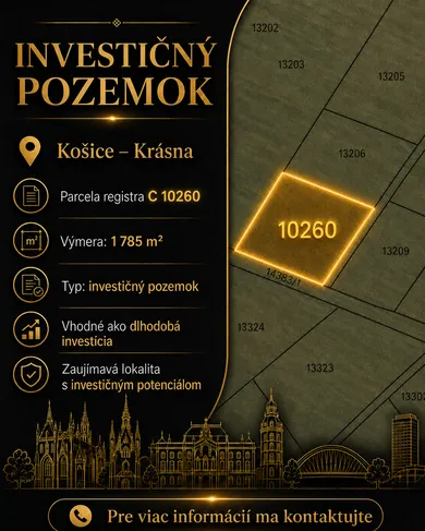 Na predaj pozemok, Košice-Krásna