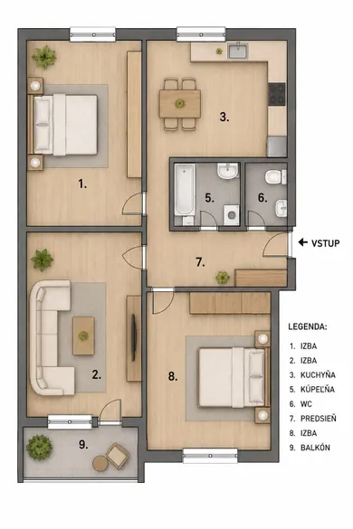 Квартиры на продажу, 3-комнатные, Dolný Kubín · €145 000
