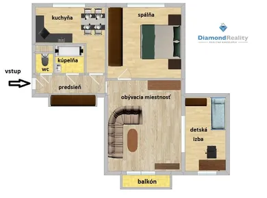 Na predaj 3-izbový byt, 63 m², Košice-Sever, Národná trieda