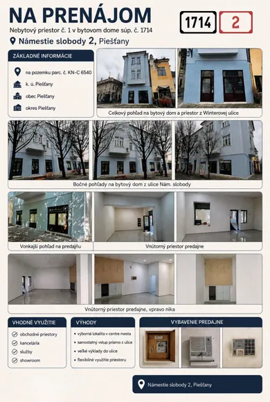 Komerčné priestory na prenájom, Piešťany · €19 080