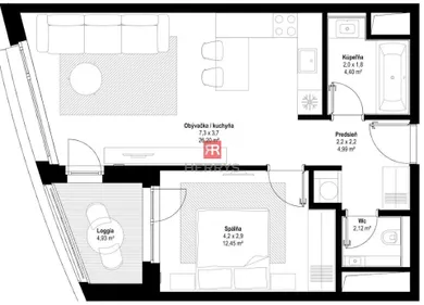 Na prenájom 2-izbový byt, 50 m², Bratislava-Staré Mesto, Továrenská