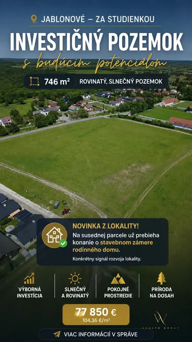 Działki na sprzedaż, Jablonové · €77 850