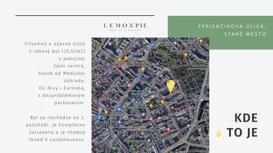 Na prenájom 2-izbový byt, 36 m², Bratislava-Staré Mesto, Ferienčíkova