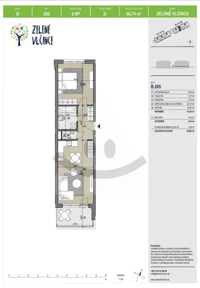 Na prenájom 2-izbový byt, 60 m², Žilina, Vlčince II