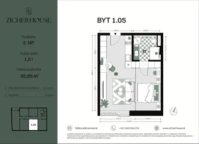 Na predaj 2-izbový byt, 36 m², Trnava, Divadelná