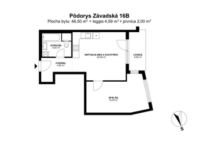 Na predaj 2-izbový byt, 49 m², Bratislava-Rača, Závadská 16B