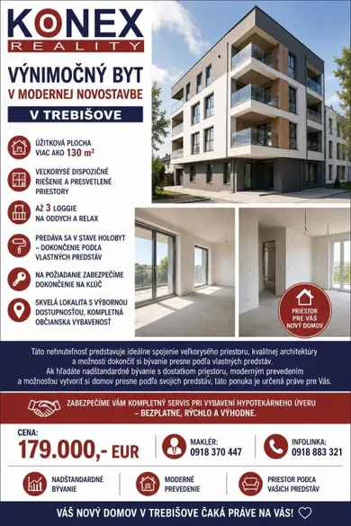 Mieszkania na sprzedaż, 4-pokojowe, Trebišov · €179 000
