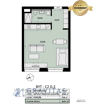 Na predaj 1-izbový byt, 37 m², Bratislava-Rača