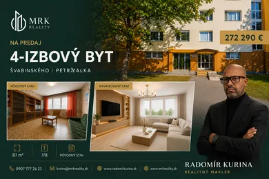 Mieszkania na sprzedaż, 4-pokojowe, Bratislava-Petržalka · €272 990