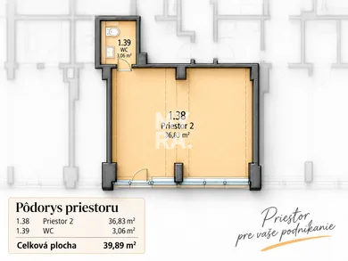 Na prenájom komerčné, 40 m², Prešov, Masaryková