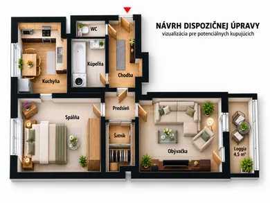 Na predaj 2-izbový byt, 60 m², Košice-Juh, Mudroňová