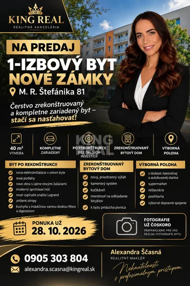Byty na predaj 1-izbový, Nové Zámky · €109 900