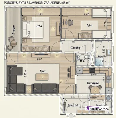 Byty na predaj 3-izbový, Martin · €135 000