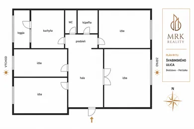 Na predaj 4-izbový byt, 87 m², Bratislava-Petržalka, Švabinského