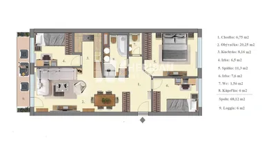 Na predaj 3-izbový byt, 68 m², Košice-Juh, Turgenevova