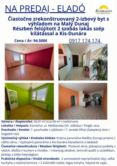 Eladó lakások, 2-szobás, Komárno · €94 500