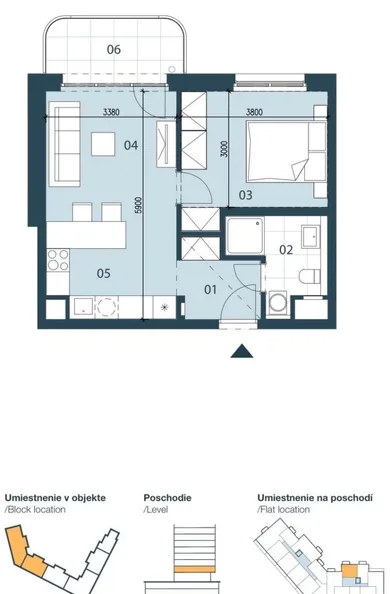 Na prenájom 2-izbový byt, 42 m², Bratislava-Ružinov