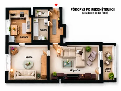 Квартиры на продажу, 2-комнатные, Košice-Juh · €216 990