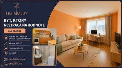 Квартиры на продажу, 1-комнатные, Liptovský Mikuláš · €119 000